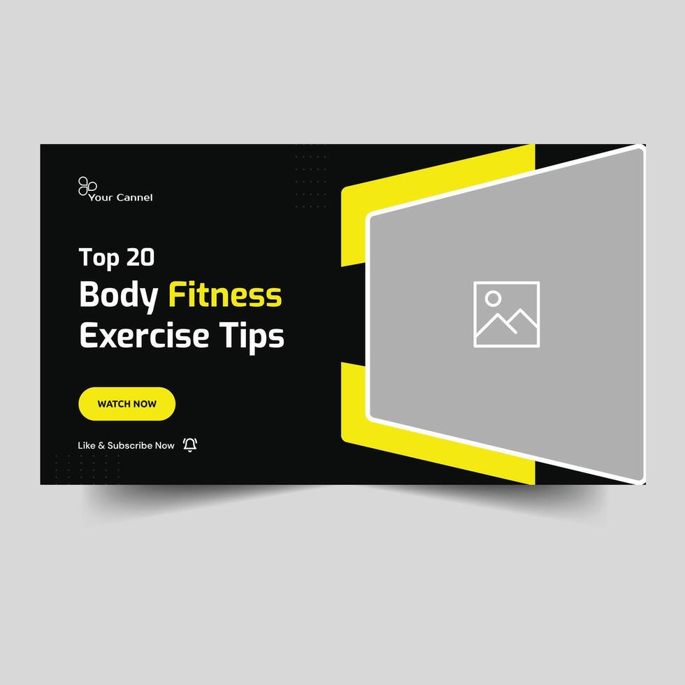 Body fitness video tutorial tips and tricks thumbnail banner design, vector illustration video cover banner design, fully editable vector eps 10 file format