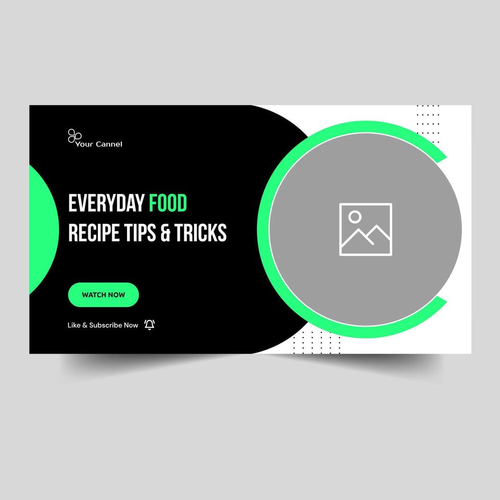 Daily food recipe vlog tutorial tips and tricks thumbnail banner design, editable vector eps 10 file format