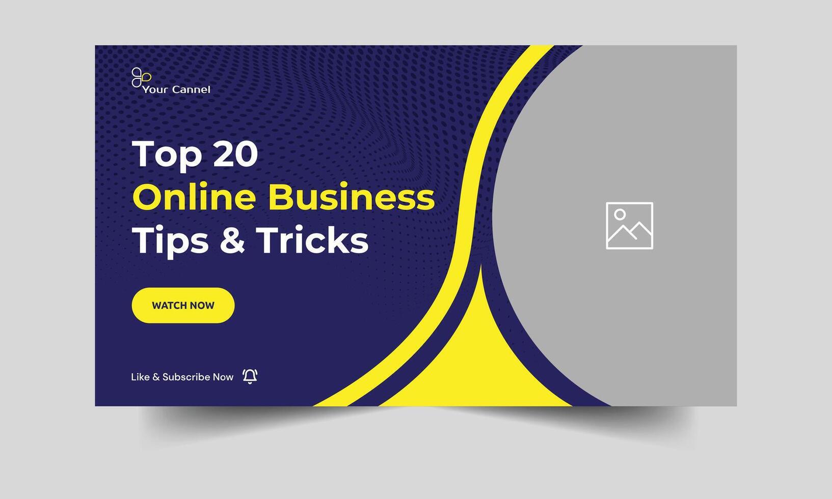 Trendy business tips and tricks video cover banner design, business idea techniques video thumbnail banner design, fully editable vector eps 10 file format