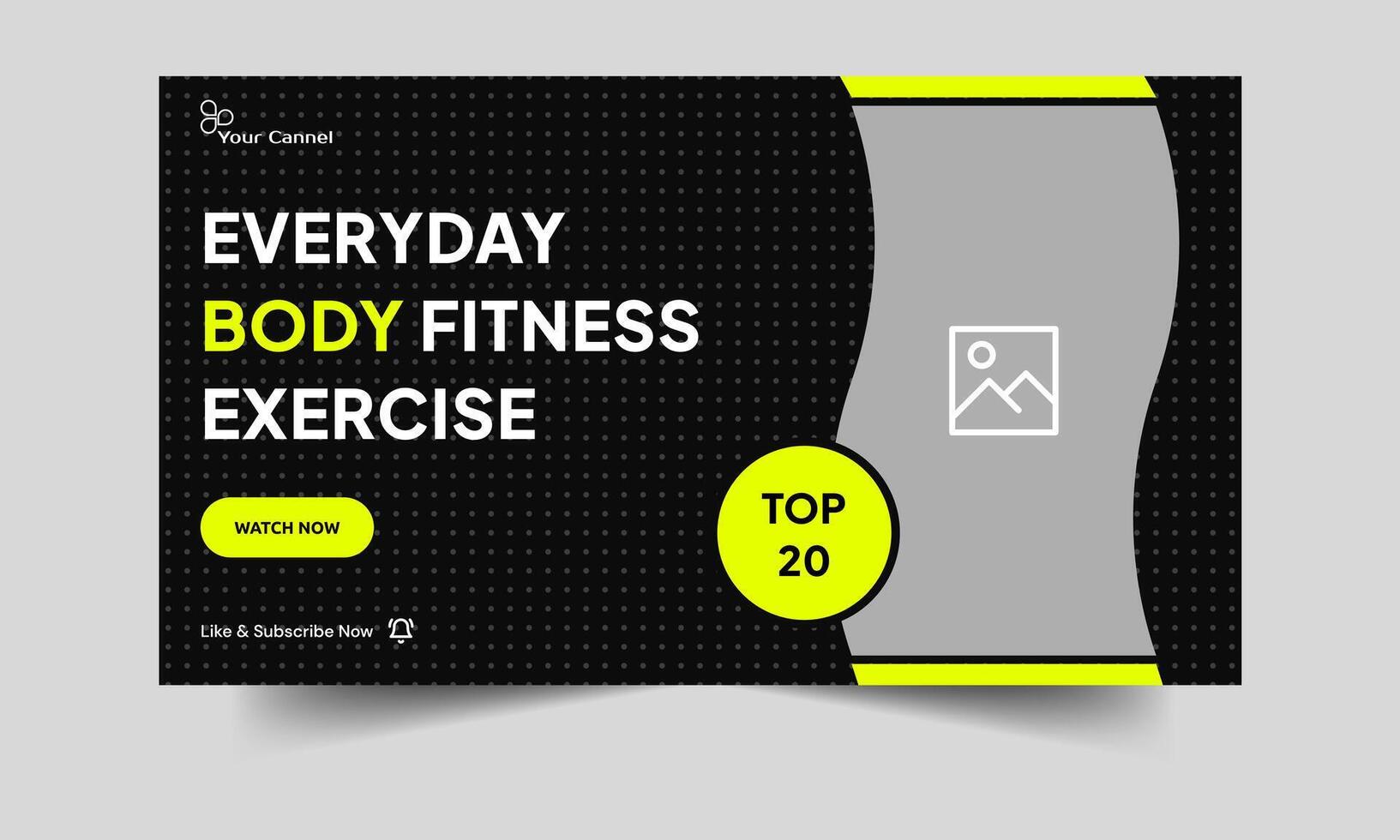Vector illustration fitness tips and tricks video thumbnail banner design, body fitness techniques video cover banner design, fully customizable vector eps 10 file format
