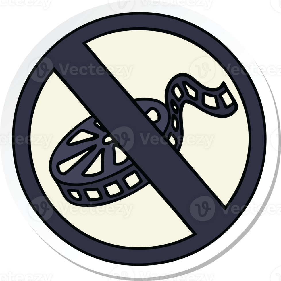 sticker of a cute cartoon no movies sign png