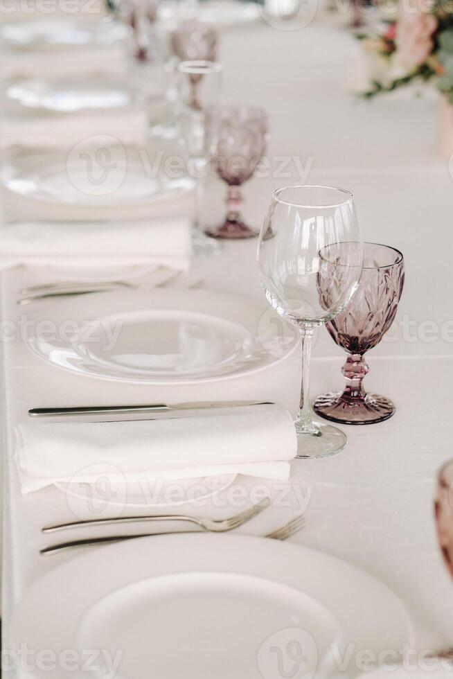 Beautiful table setting for a holiday without food photo
