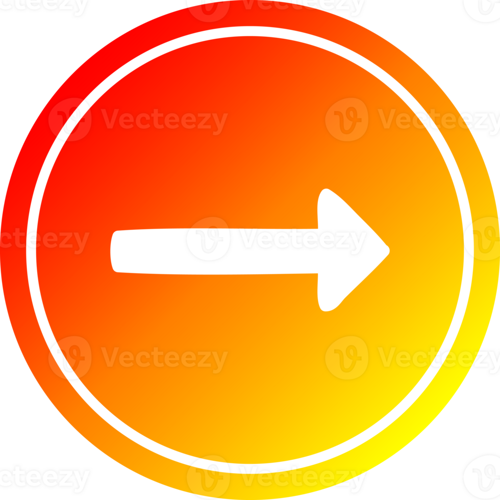 pointing arrow circular icon with warm gradient finish png