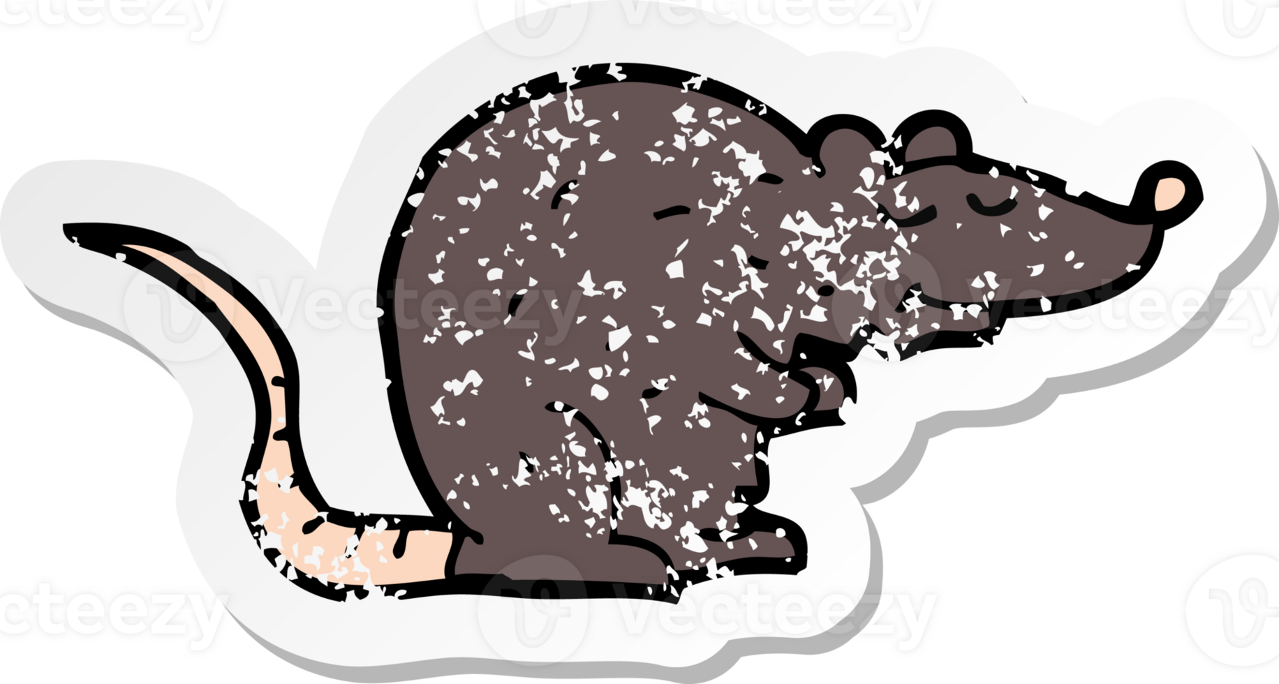 retro distressed sticker of a cartoon black rat png