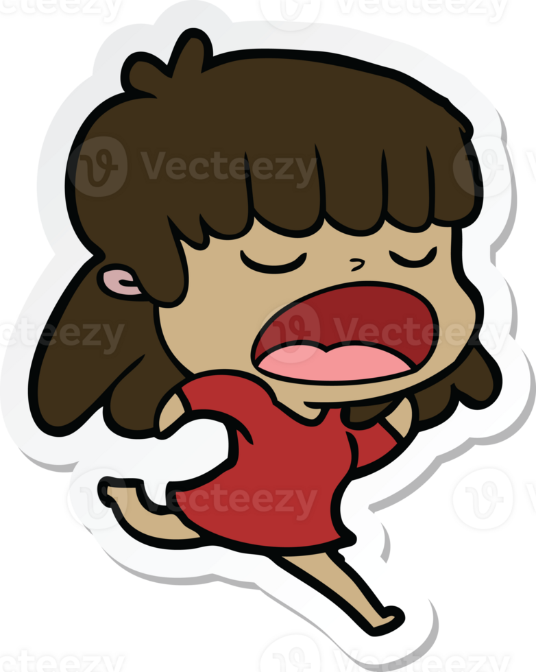 sticker of a cartoon woman talking loudly png