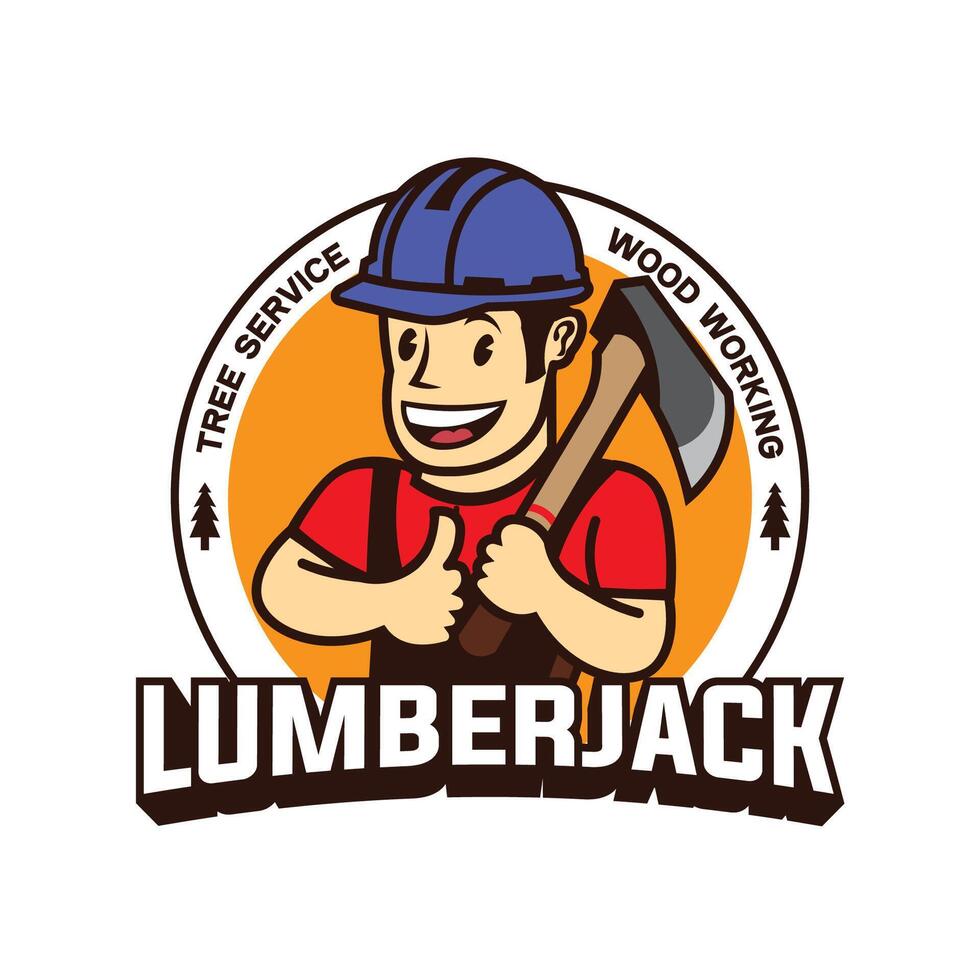 Lumberjack mascot character vector illustration in retro cartoon style
