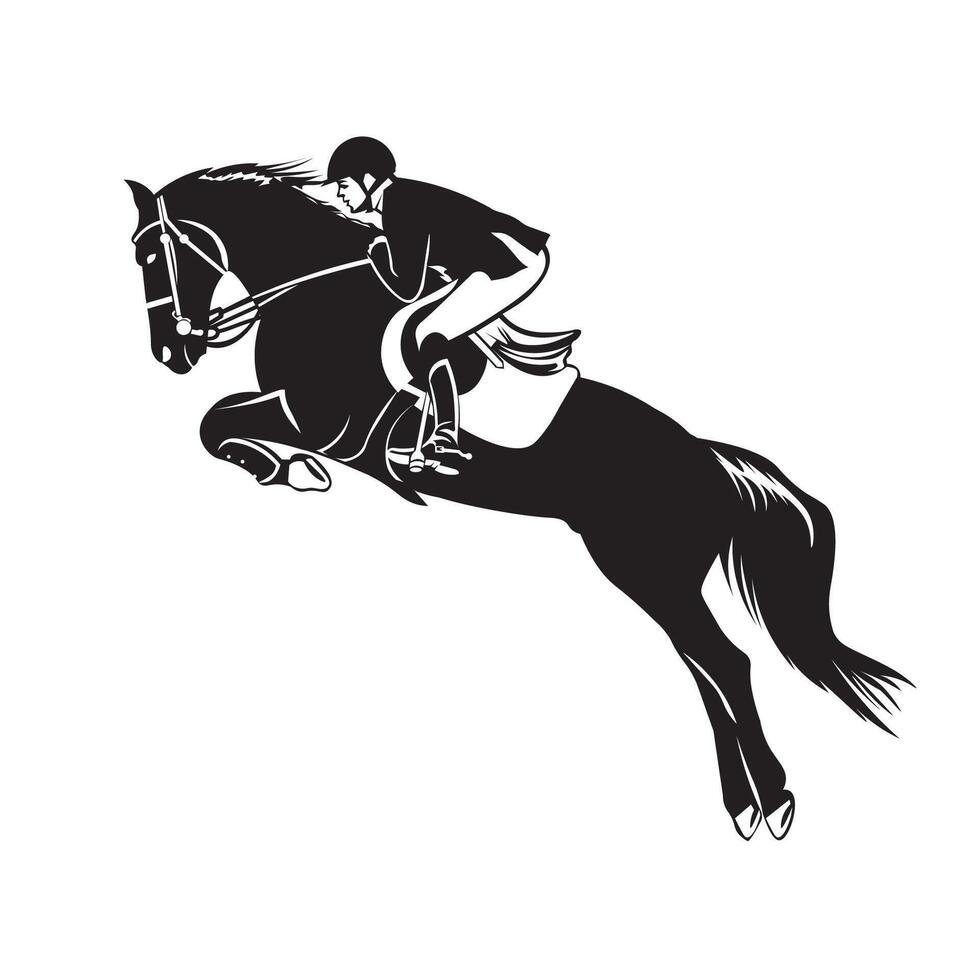 Jockey with horse jumping, perfect for jockey training school and horse competition logo vector