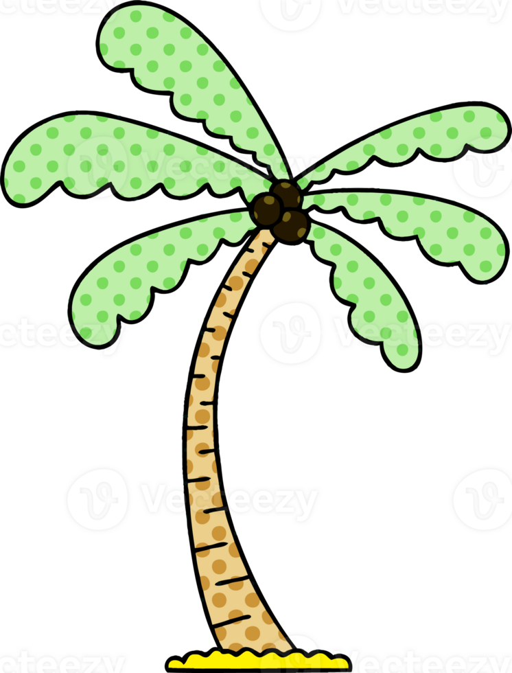 comic book style quirky cartoon palm tree png