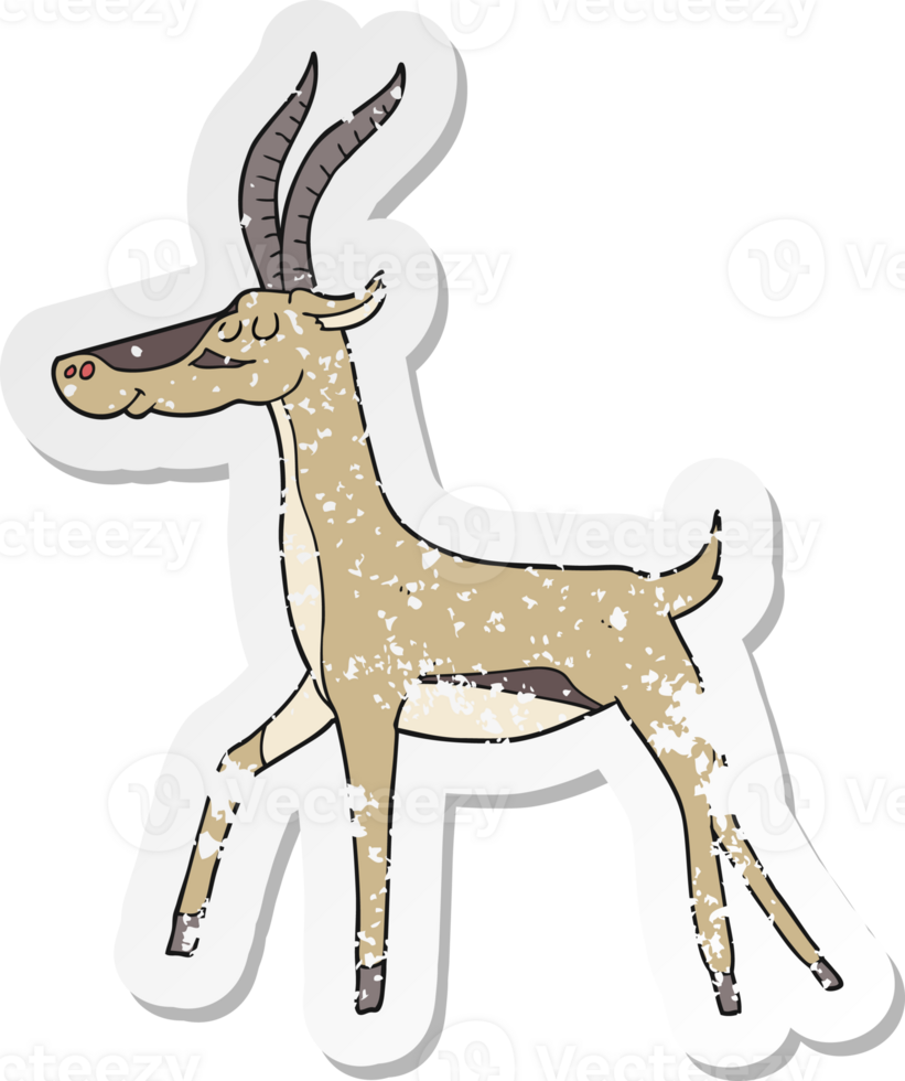 retro distressed sticker of a cartoon gazelle png