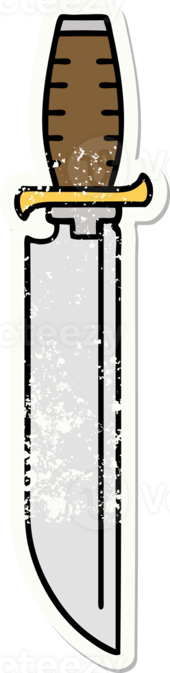 distressed sticker tattoo in traditional style of a knife png