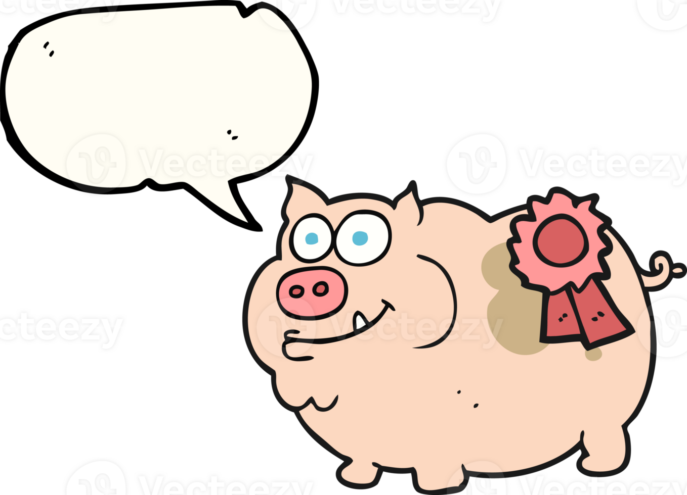 hand drawn speech bubble cartoon prize winning pig png