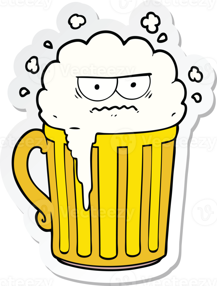 adesivo di un boccale di birra cartone animato png