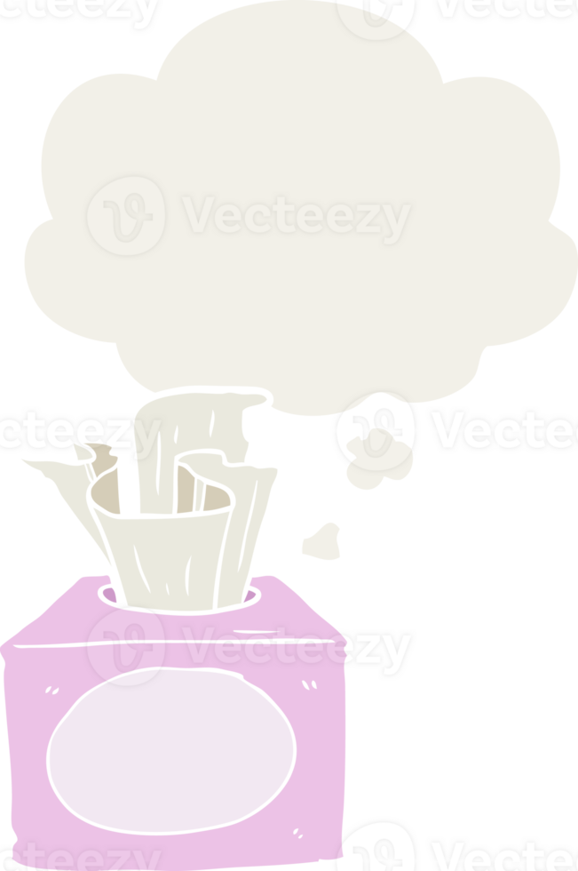 cartoon tissues with thought bubble in retro style png