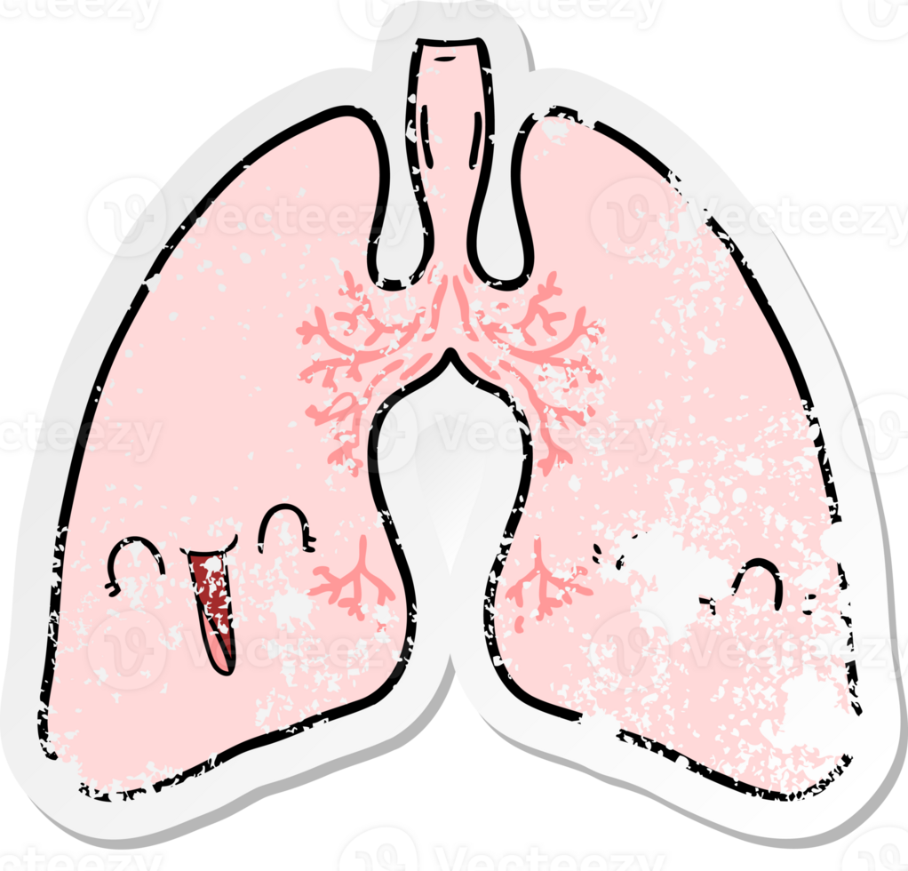 distressed sticker of a cartoon lungs png