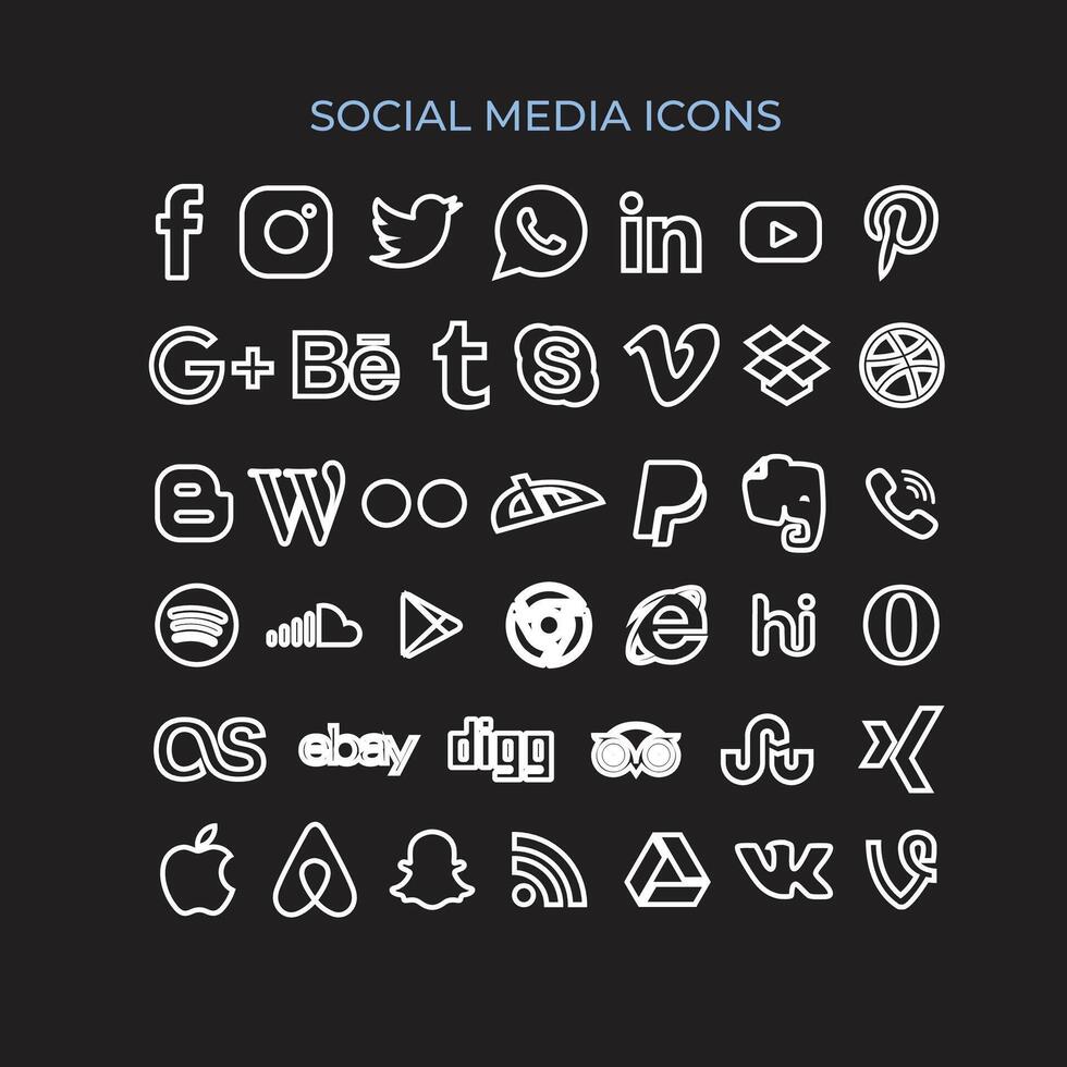 Social media logo collection vector