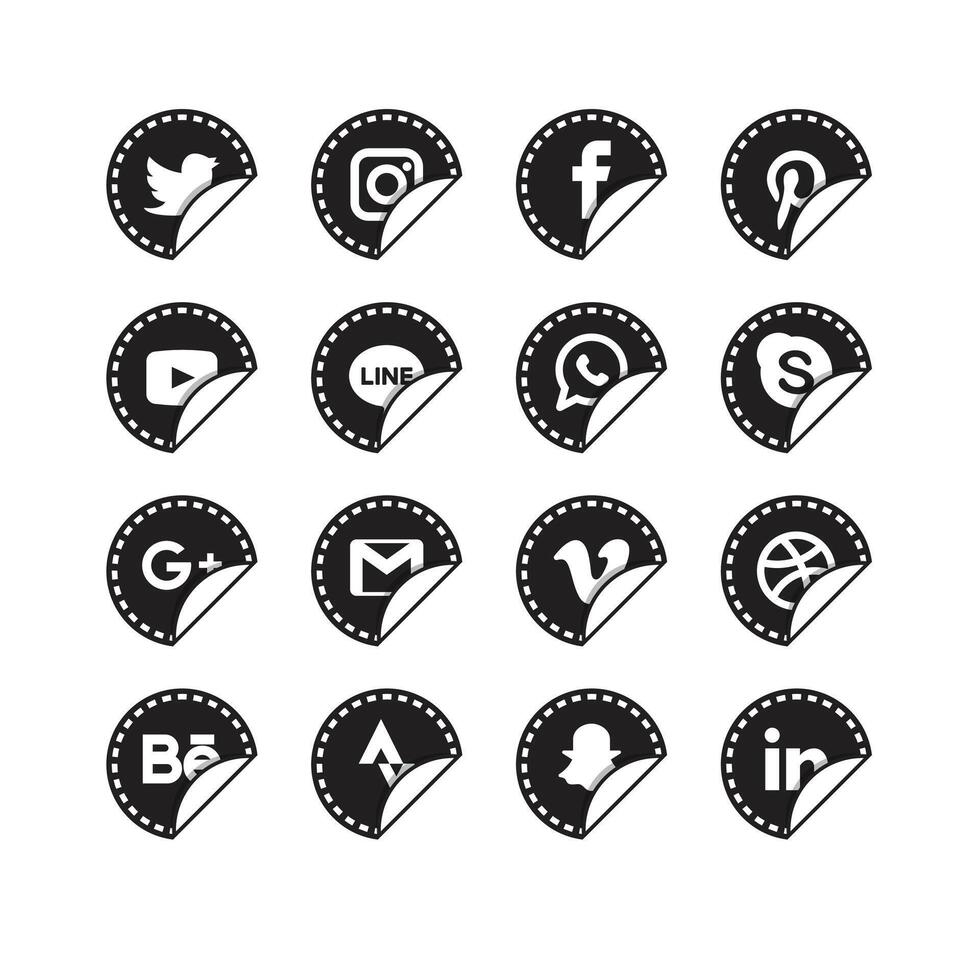 colección de logotipos de redes sociales vector