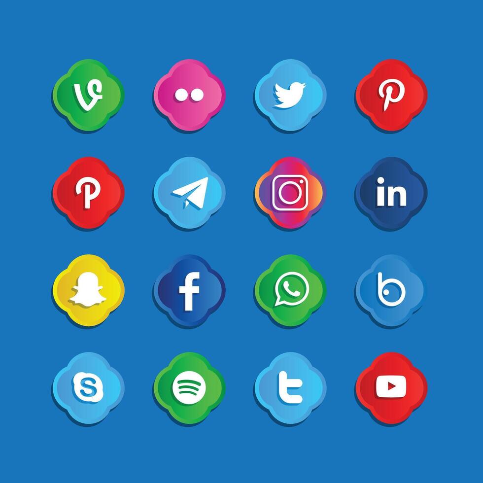 social medios de comunicación íconos vector conjunto con Facebook, instagram, gorjeo, Tik Tok, Youtube logos