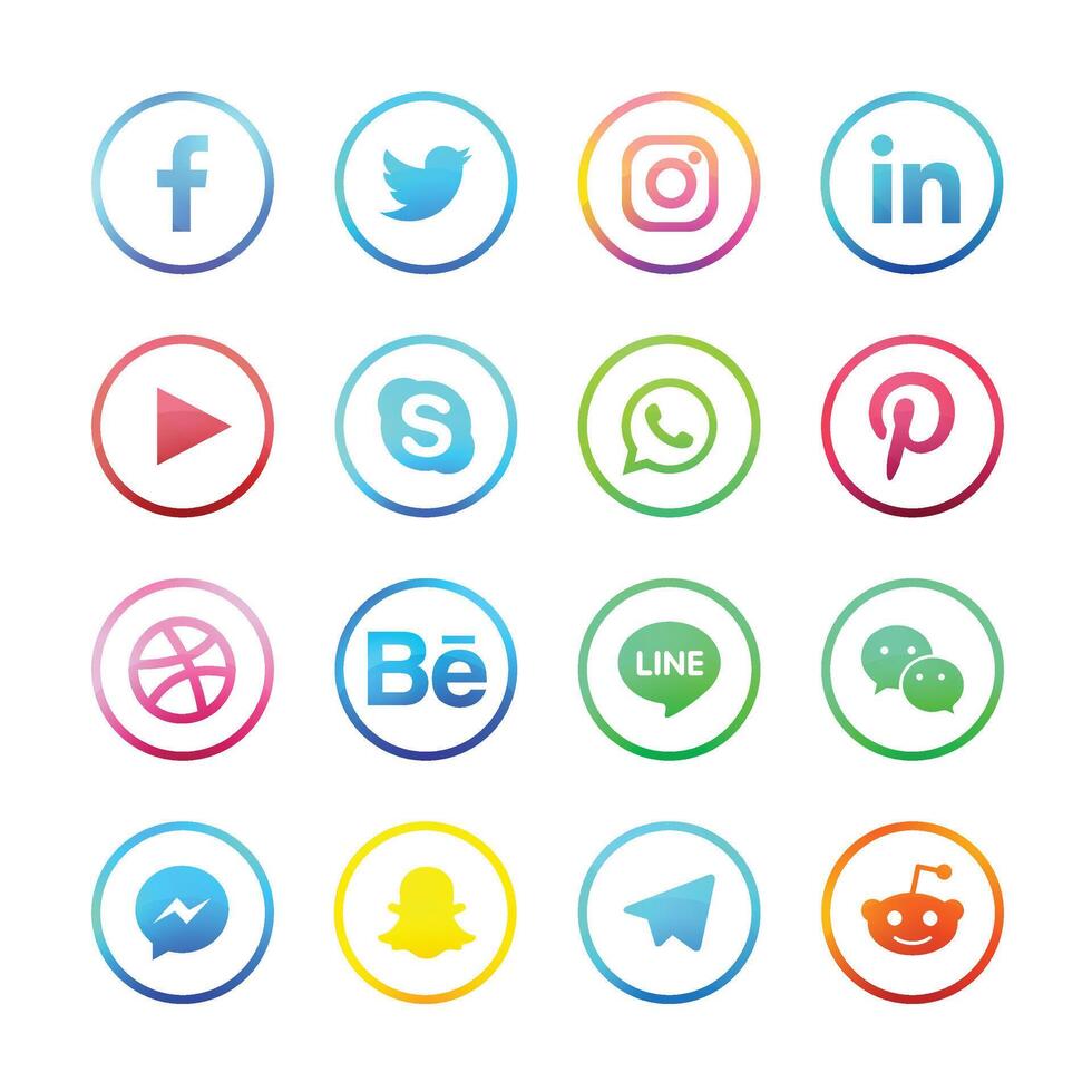 colección de logotipos de redes sociales vector