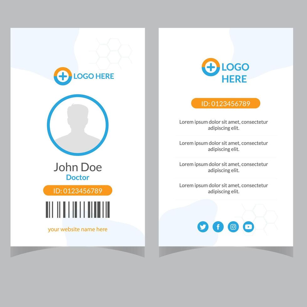 Modern and clean business id card template. professional id card design template with yellow color. corporate modern business id card design template. Company employee id card template. vector