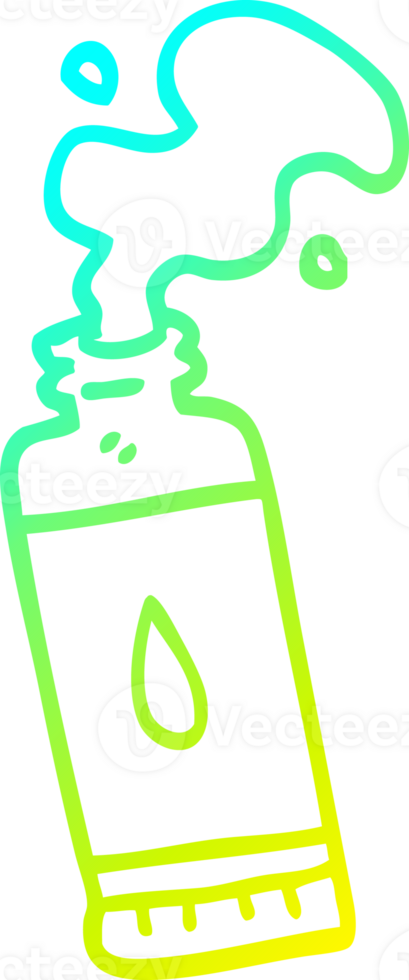 cold gradient line drawing of a cartoon squeezed lotion tube png