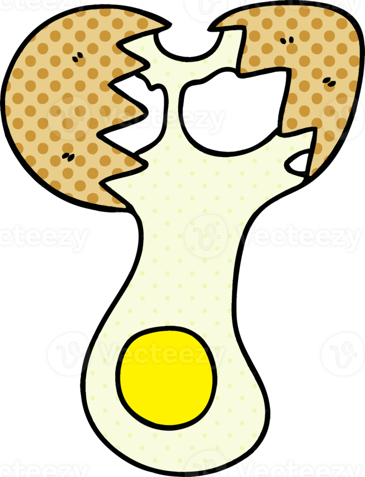 comic book style quirky cartoon cracked egg png