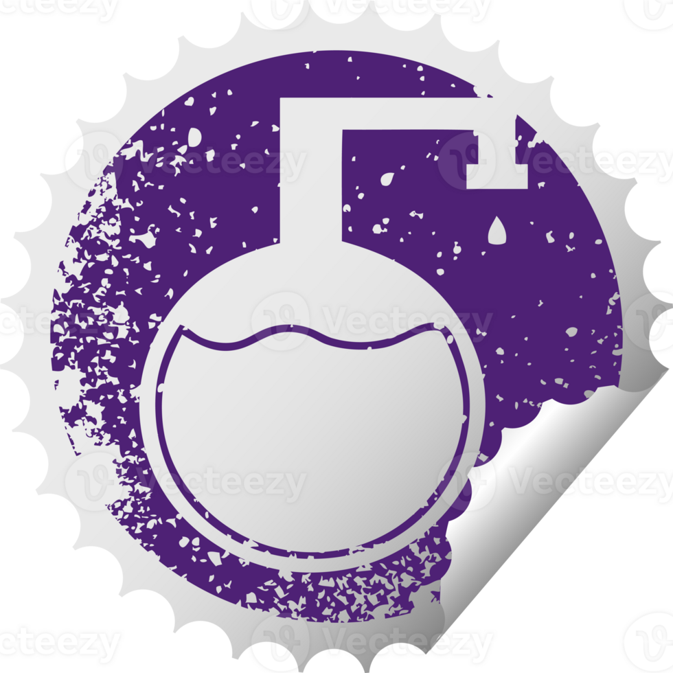distressed circular peeling sticker symbol of a science experiment png