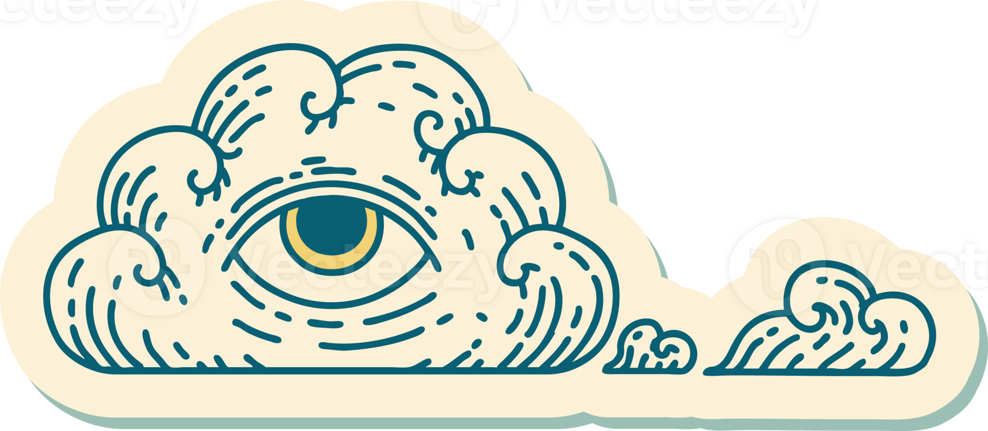 sticker of tattoo in traditional style of an all seeing eye cloud png