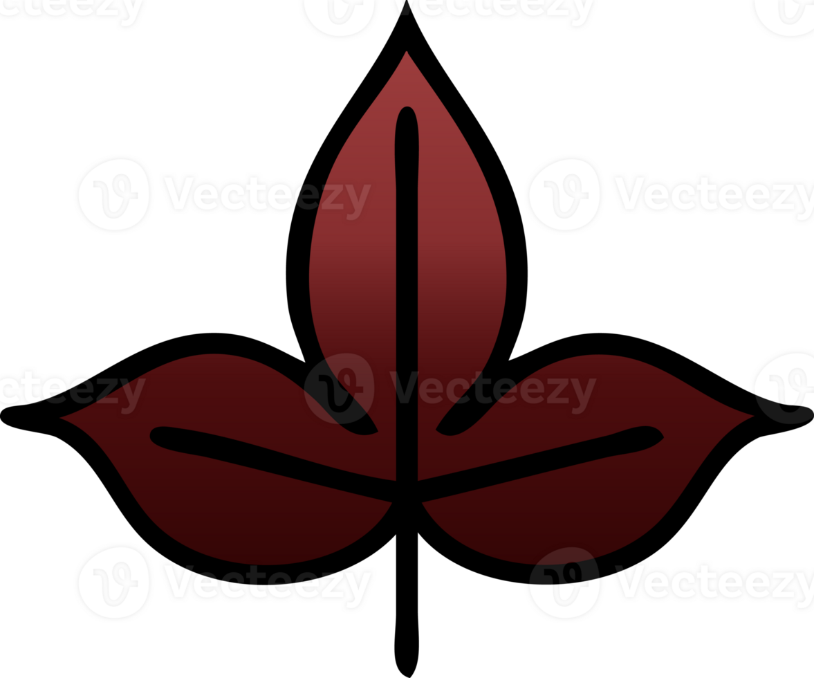 gradient shaded cartoon of a autumn leaf png