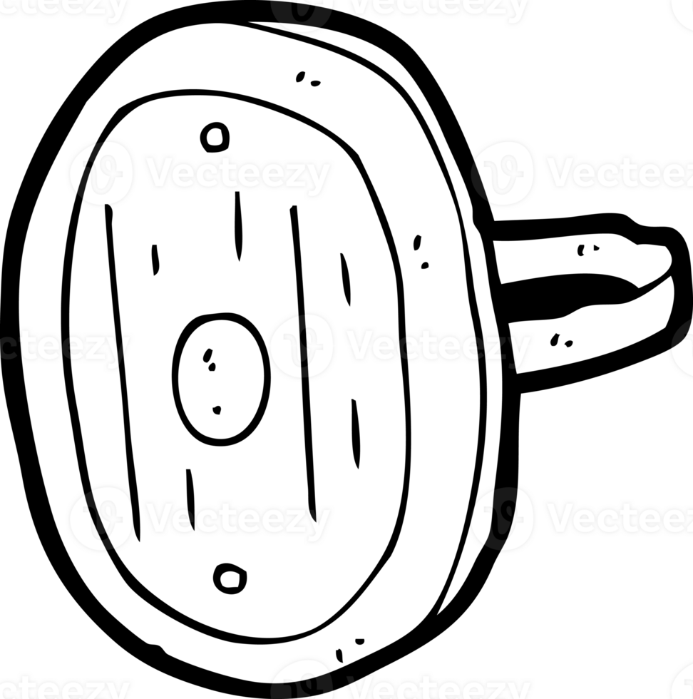 hand drawn black and white cartoon medieval shield png