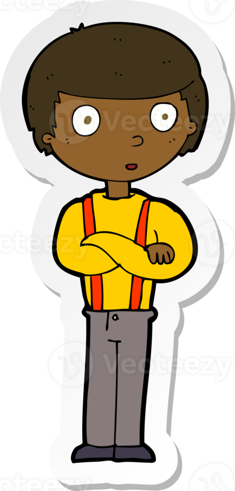 sticker of a cartoon staring boy png