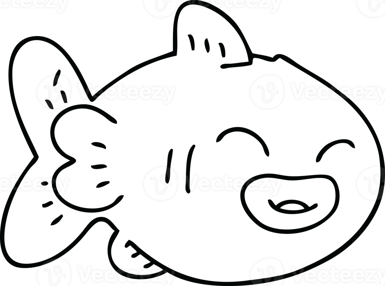 quirky line drawing cartoon fish png