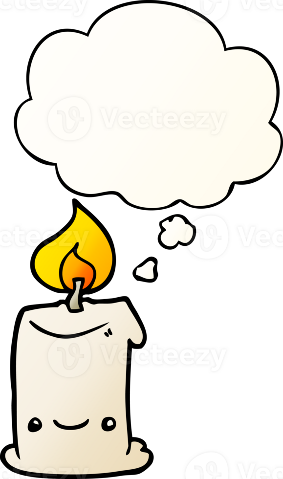 cartoon candle with thought bubble in smooth gradient style png