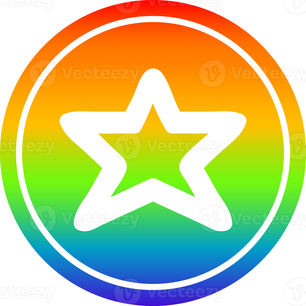 estrella forma circular icono con arco iris degradado terminar png