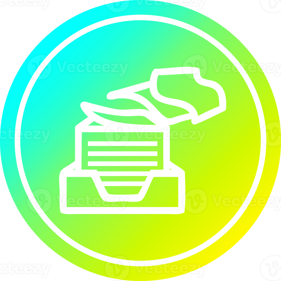 office paper stack circular in cold gradient spectrum png