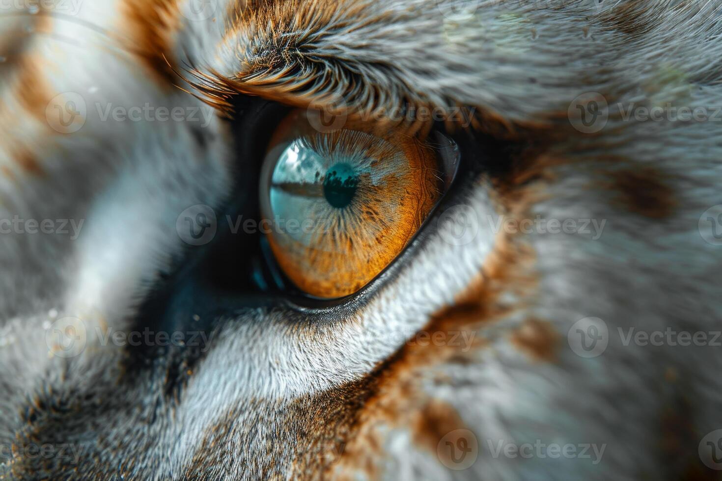 AI generated Close-up of a young lioness's face and eyes photo