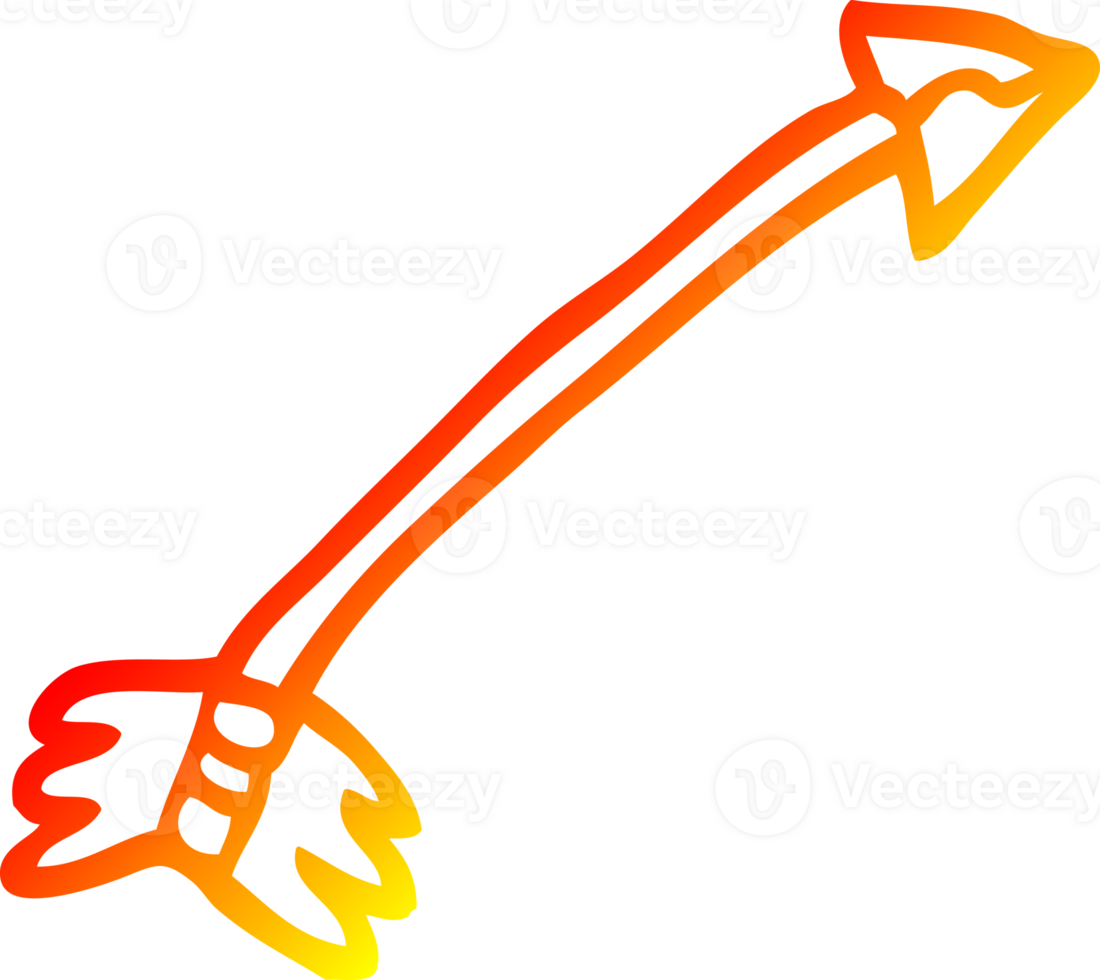 warm gradient line drawing of a cartoon flying arrow png