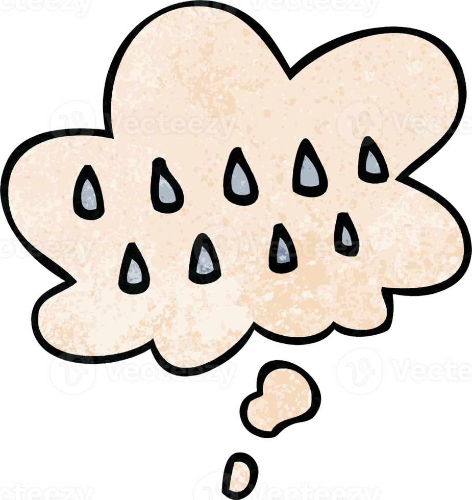 cartoon rain and thought bubble in grunge texture pattern style png