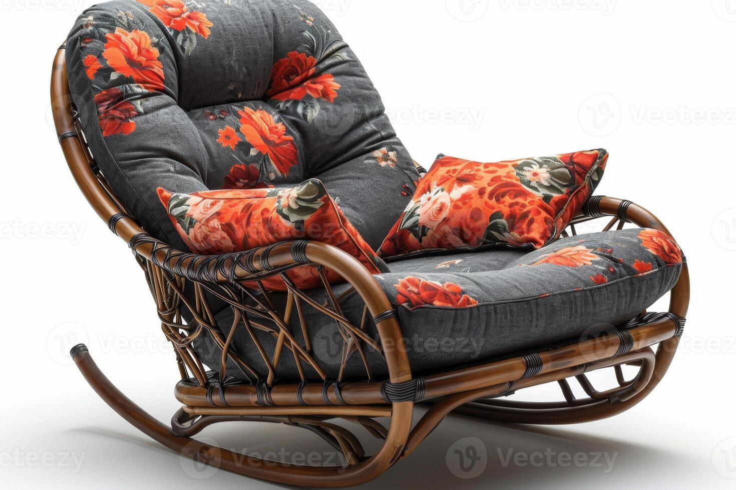 AI generated An old-fashioned designer rocking chair highlighted on a white background photo