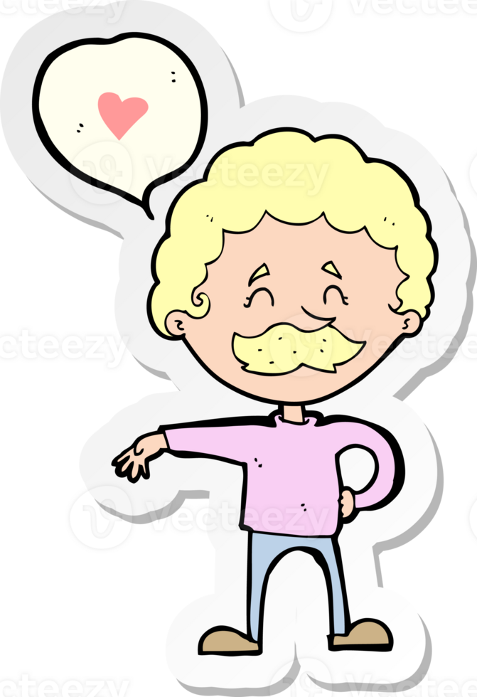 sticker of a cartoon mustache man in love png