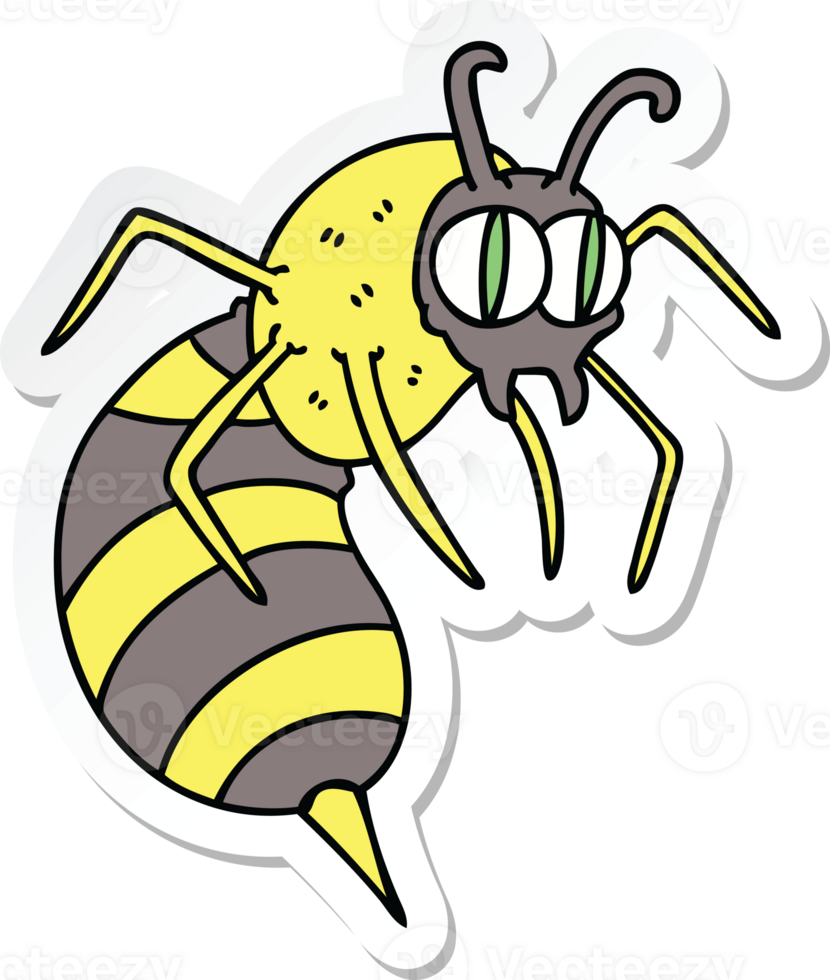 etichetta di un' strambo mano disegnato cartone animato vespa png