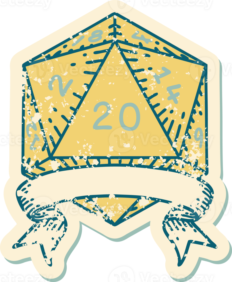 natural 20 critical hit D20 dice roll illustration png