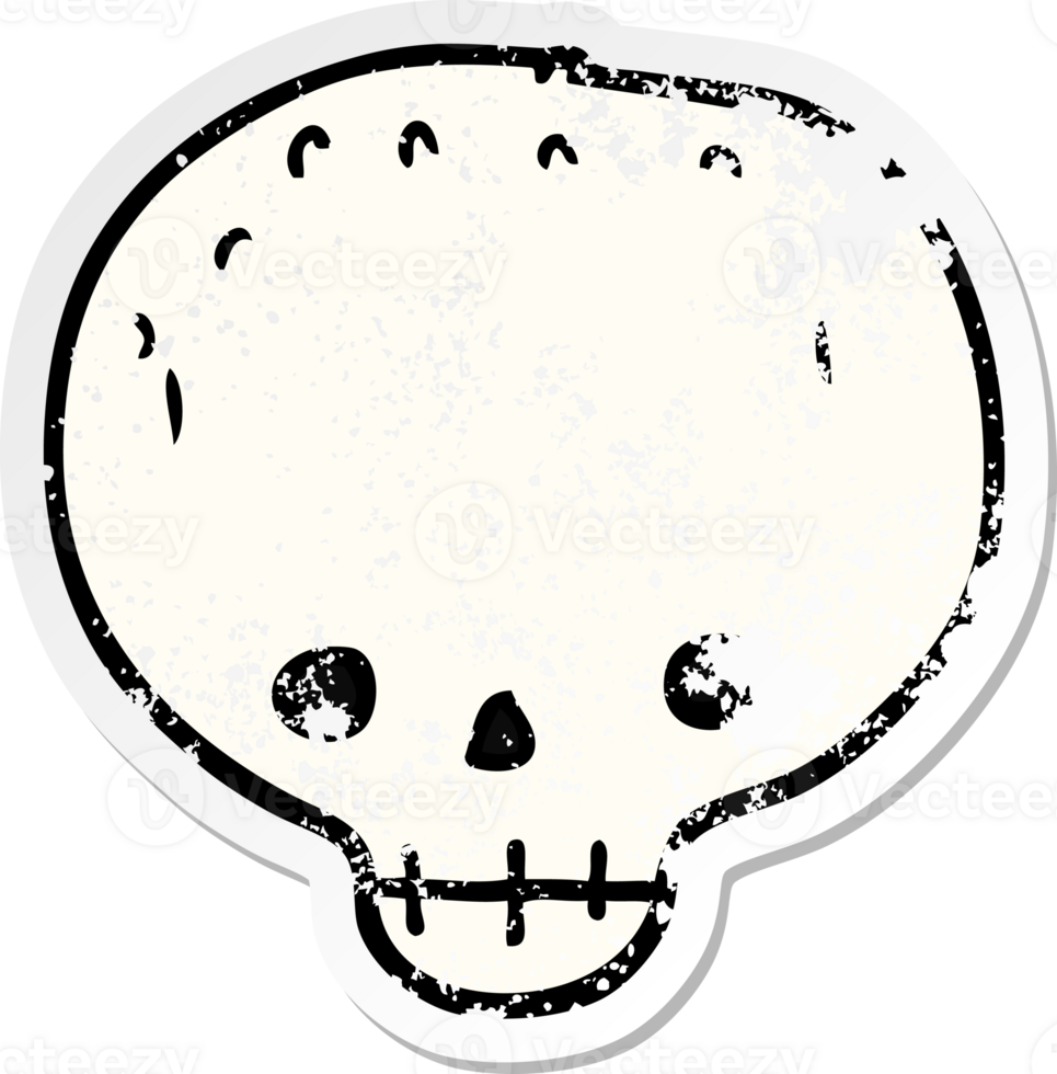 distressed sticker of a cartoon skull png
