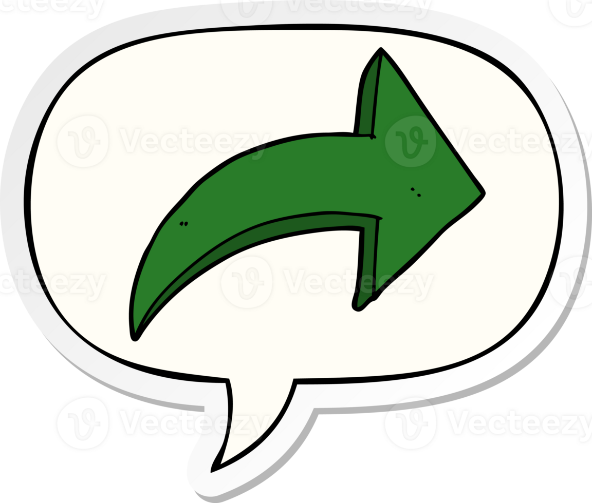 cartoon pointing arrow and speech bubble sticker png