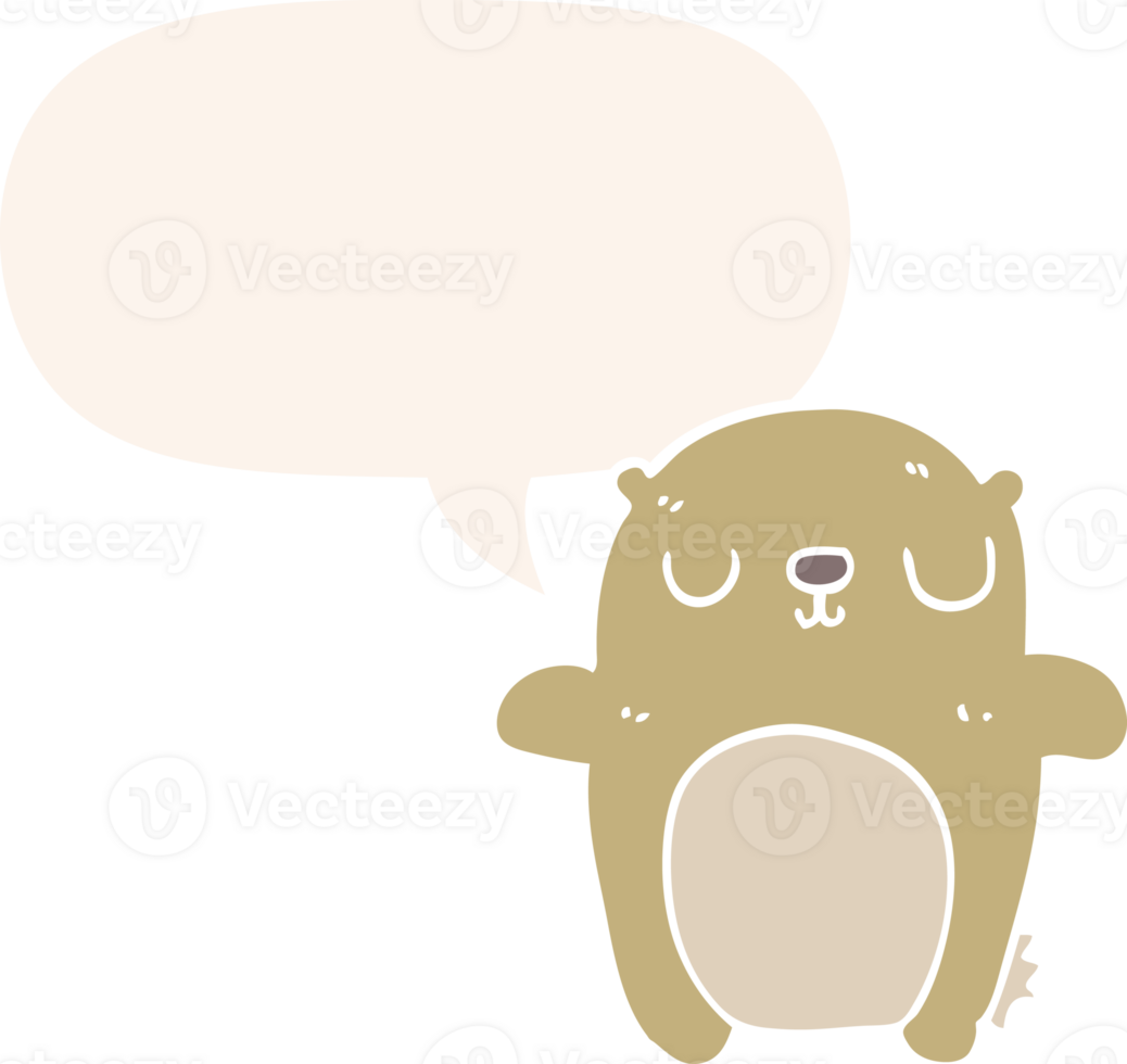 cartoon bear and speech bubble in retro style png