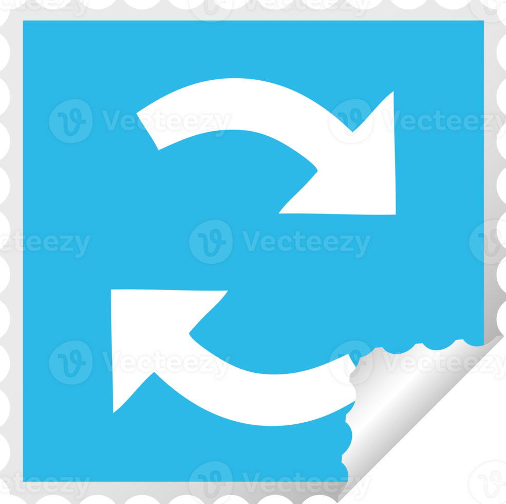square peeling sticker cartoon recycling arrows png
