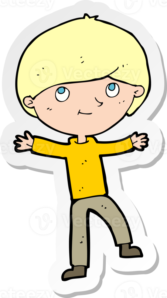 sticker of a cartoon excited boy png