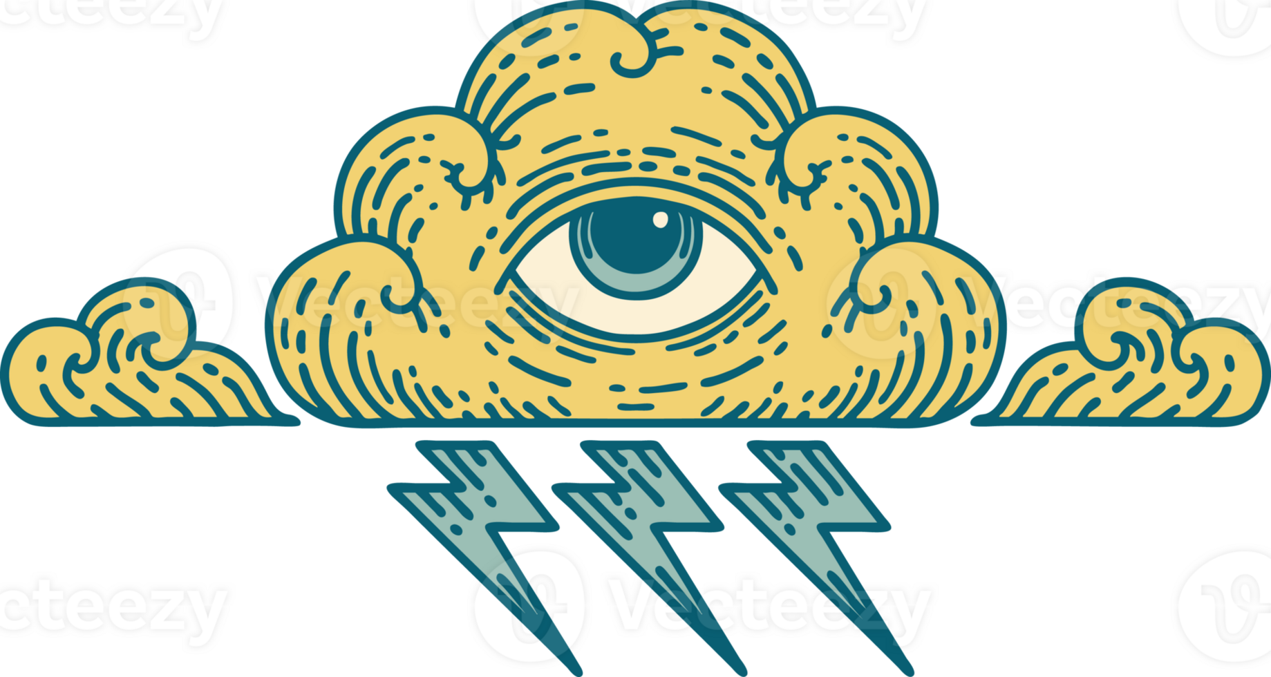 tattoo style icon of an all seeing eye cloud png