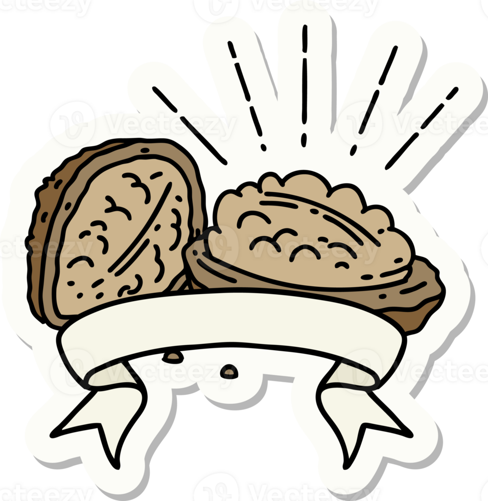 sticker of tattoo style walnuts with shell png