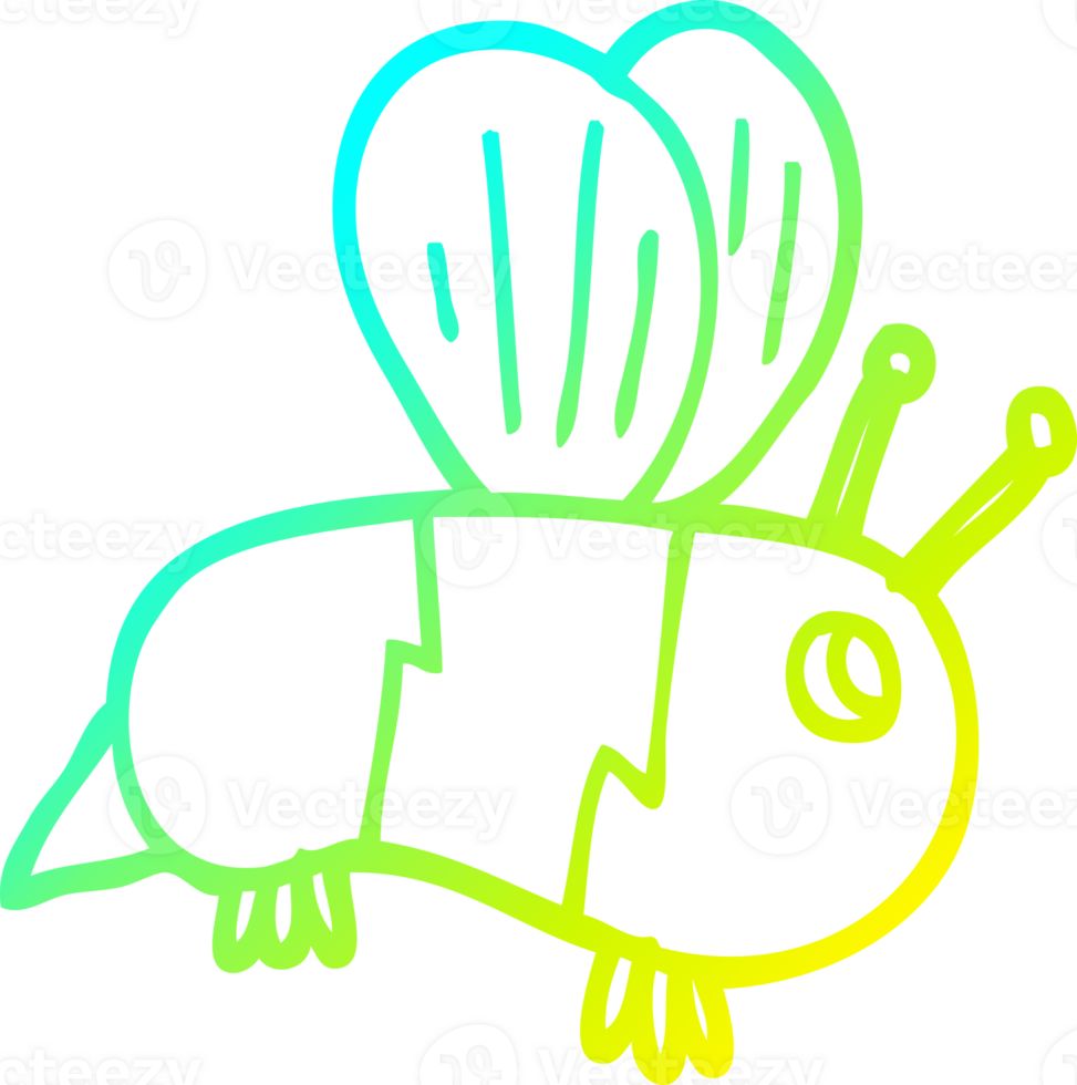cold gradient line drawing cartoon bumble bee png
