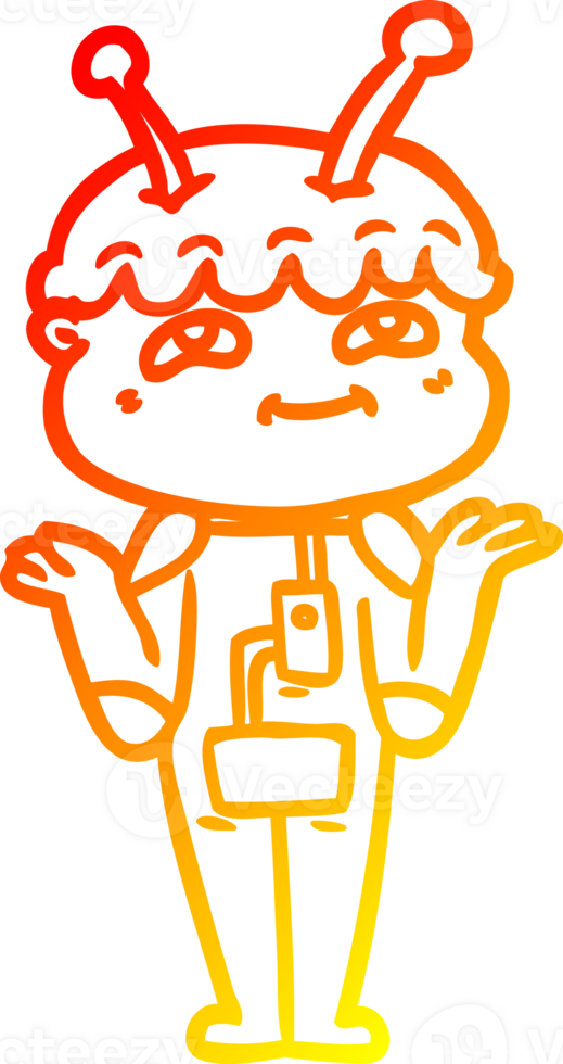 warm gradient line drawing friendly cartoon spaceman png